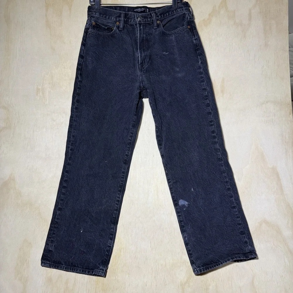Abercrombie & Fitch Baggy Jeans Mens 30x30 Black Denim Relaxed Y2K Skater
